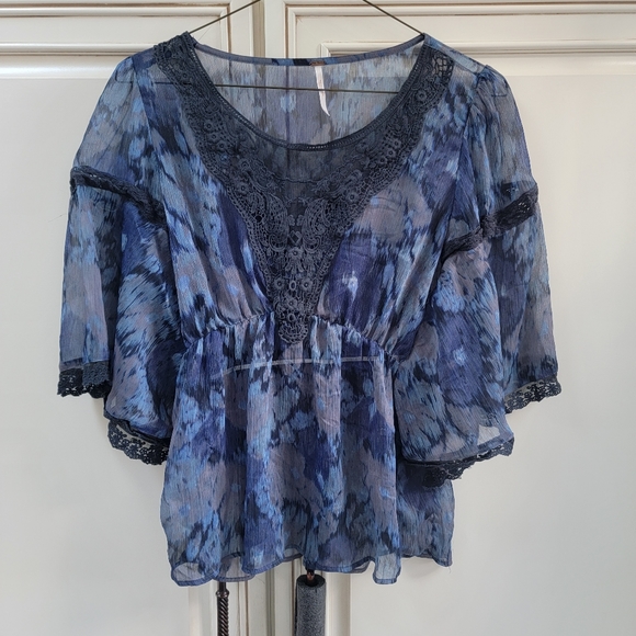 Free People Blue Blouse - Picture 1 of 2